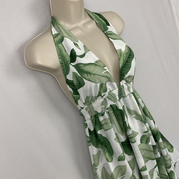 Show Me Your MuMu Dress Womens Medium Green Island Mini Halter Palmtini Tropical - Picture 2 of 11